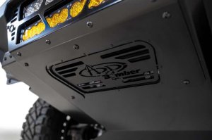 RAM 1500 TRX Bumper - Front - Addictive Desert Designs - Bomber with Dual 20-inch LED Bar Mounts - Hammer Black with Satin Black panels - `21-`27